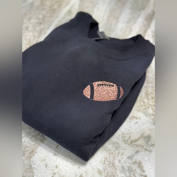 Glitter Football Sweatshirt – Soft Black Game Day Pullover for Sporty Glam - Picture 4 of 8